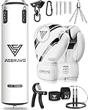 ASBRAVO Boxsack für Erwachsene, 4ft PU schweren Boxsack Set 12OZ Handschuhe für MMA Muay...