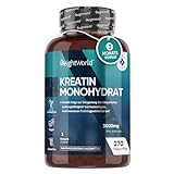 Creatin Monohydrat 3000mg - 270 vegane Kreatin Tabletten für 3 Monate Vorrat -...