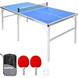 EasyPong® | Ping Pong Tisch Blauw | 182x91cm | Premium Qualität | Leicht zu...