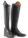 WEHAM Schwarz,39,Reitstiefel für Damen und Herren, Retro-Schnürstiefel aus PU-Leder,...